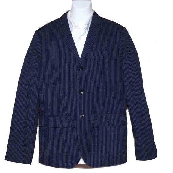$189 Tommy Hilfiger Seersucker Blazer Navy Blue Black Striped